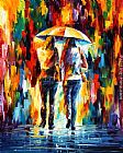 Friend Paintings - FRIENDS UNDER THE RAIN by Leonid Afremov